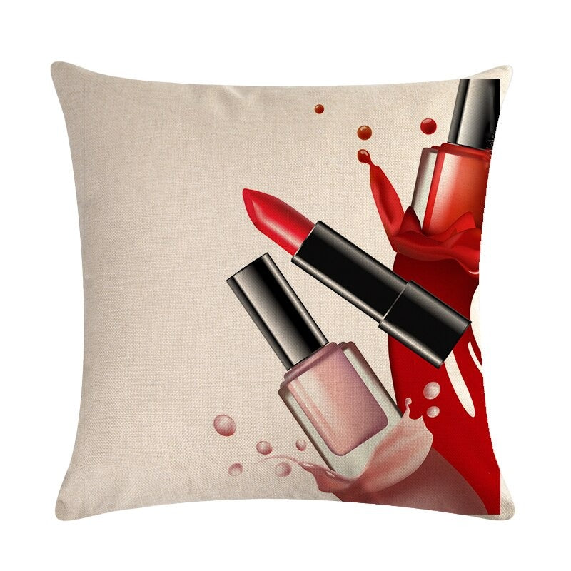 Flower Lipstick Bottle Makeup Cushion Covers Pack Of 6