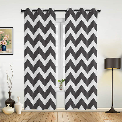 Black and White Ripple Pattern Curtain