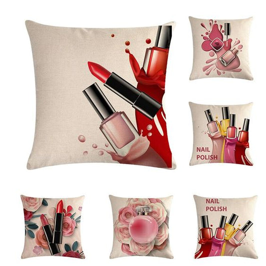 Flower Lipstick Bottle Makeup Cushion Covers Pack Of 6