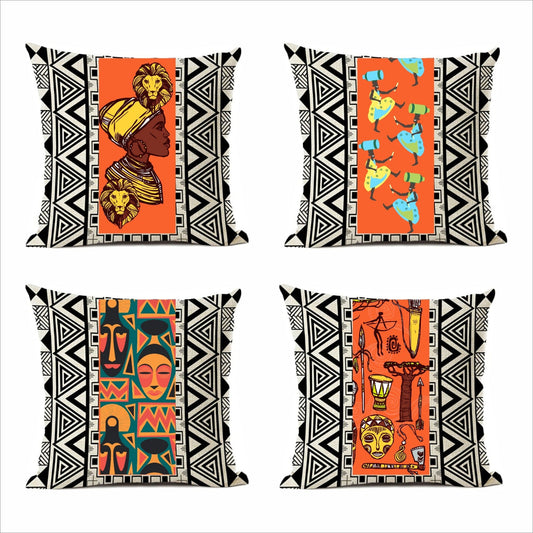 African Ethnic Cushion Covers Pack 4