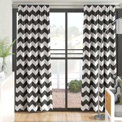 Black and White Ripple Pattern Curtain