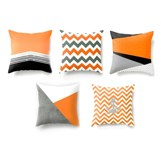 Orange Geometric Cushion Cover Pack of 5