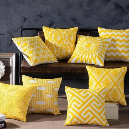 Happy Yellow Sun Cushion Covers Pack of 6