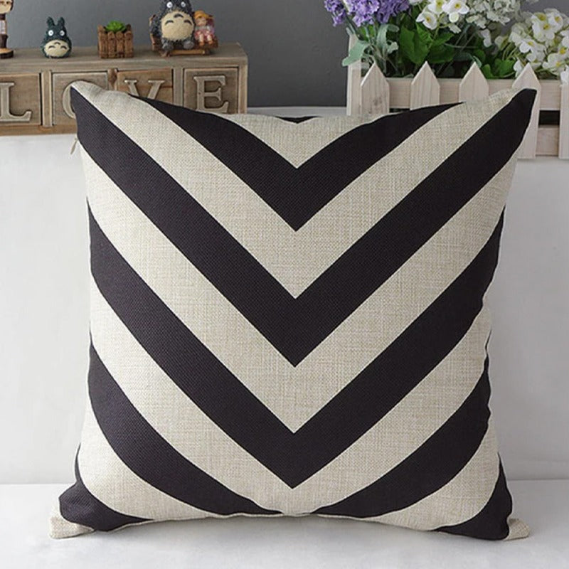 Linen Black and White Cushion Covers Pack of 4