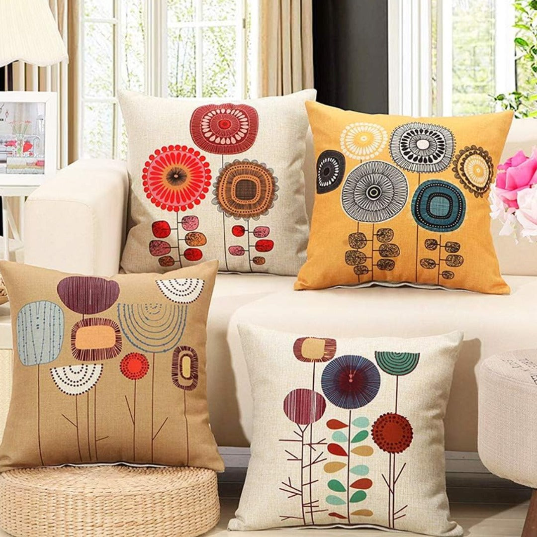 Emvency Boho Flowers Cushion Covers Pack of 4