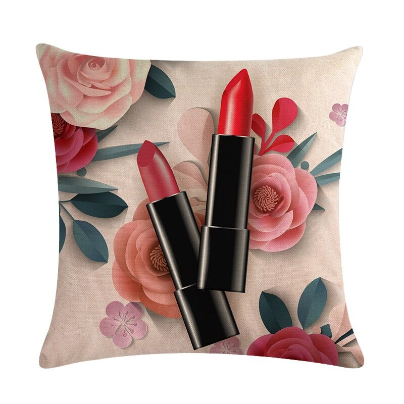 Flower Lipstick Bottle Makeup Cushion Covers Pack Of 6